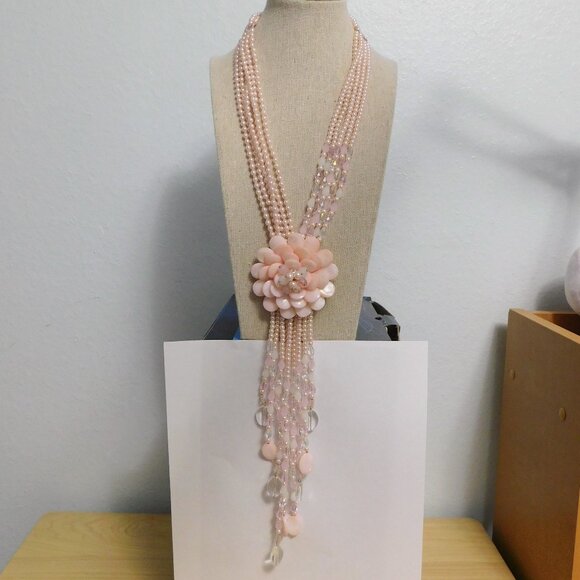 Joan Rivers Pink Floral Starlet Necklace 20" - Like New